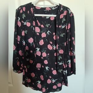 Torrid Black Floral Blouse